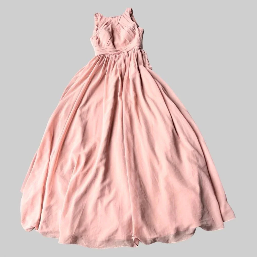 AZAZIE HARPER Flowy  Pleated Chiffon Floor-Length Dress Rosette - Picture 5 of 16
